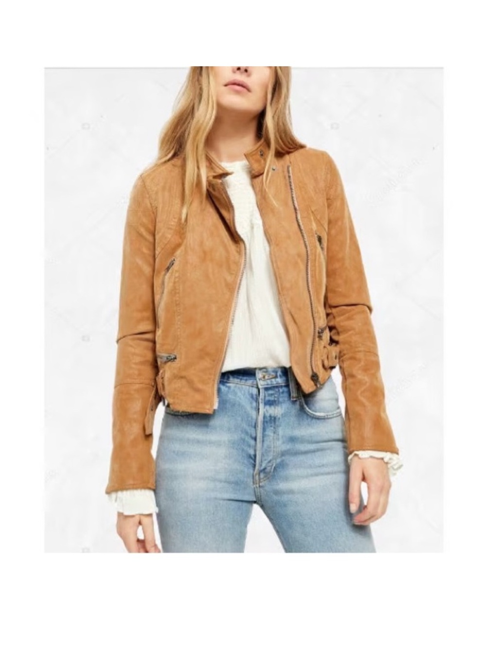 Free People We The Free Fenix Vegan Leather Moto Jacket Camel